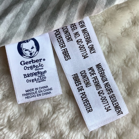 Gerber Organics Plush Grey Fox Striped Lovey Stuffed Animal Security Blanket Toy - Picture 6 of 12